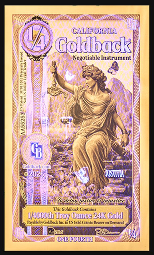California 1/4 Goldback - Justitia, Yosemite - UV