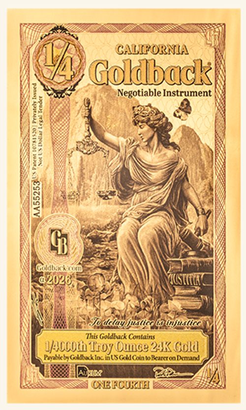 California 1/4 Goldback - Justitia, Yosemite - Front