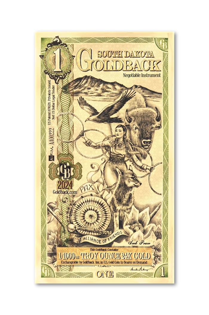 South Dakota 1 Goldback — front