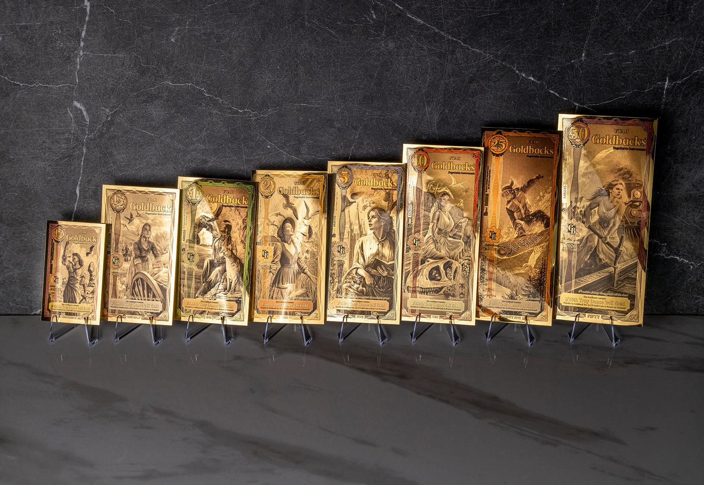 Utah Goldback series refresh — full lineup, all eight denominations