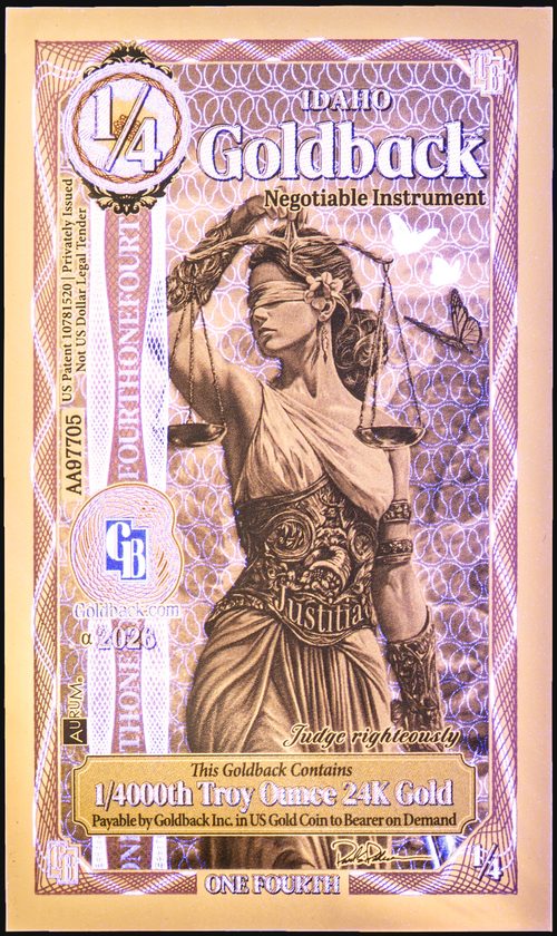 Idaho 1/4 Goldback - Justitia - UV