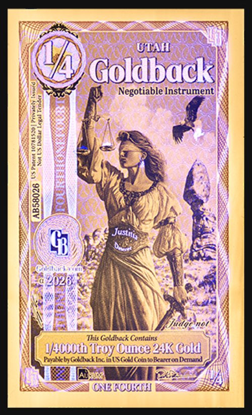 Utah refresh 1/4 Goldback - Justitia - UV